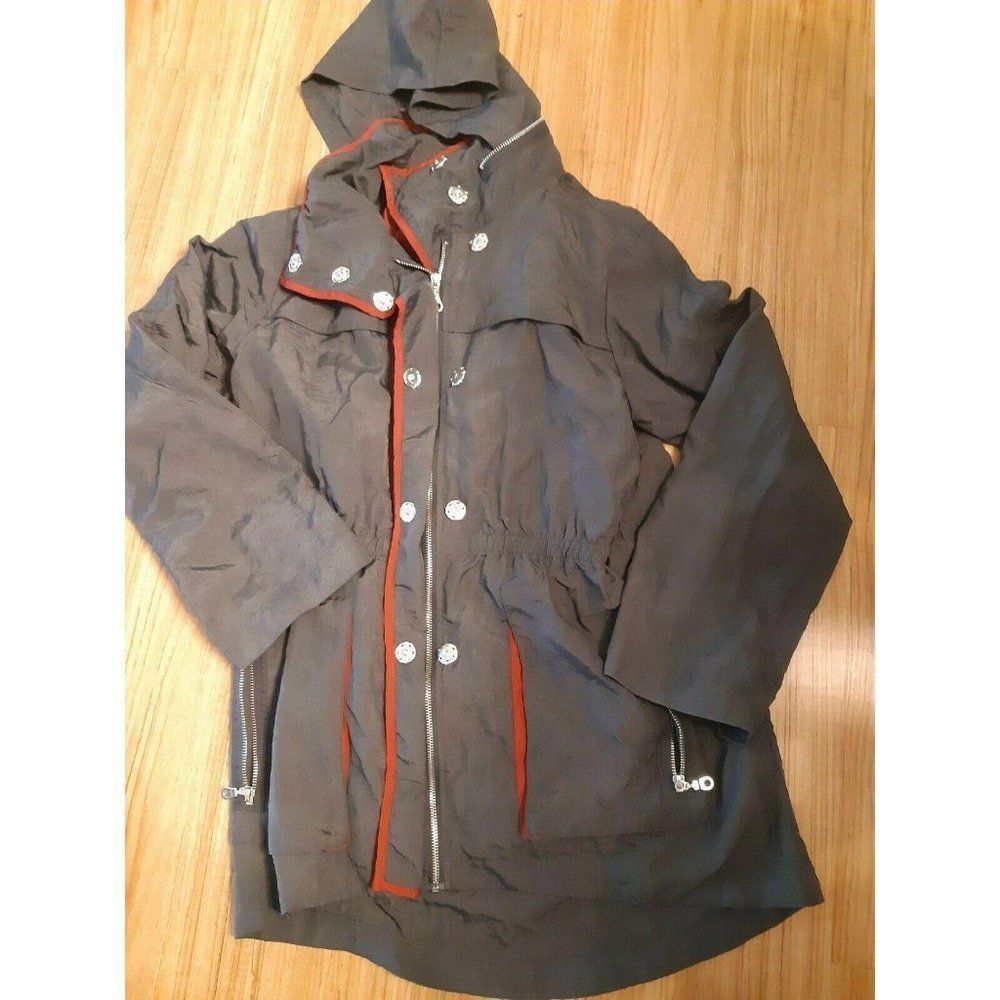 Seven7 Jacket Coat Windbreaker Solid Gray Full Zip - Picture 1 of 5